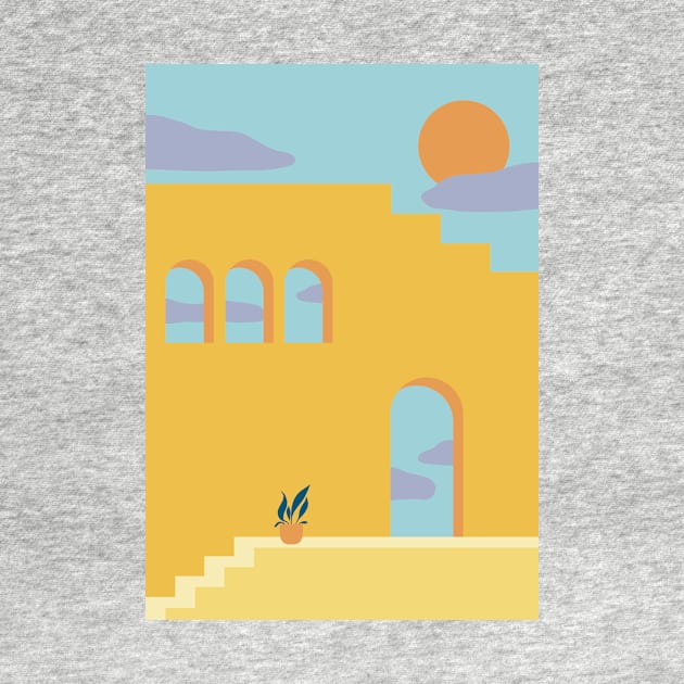 Bold Mediterranean Colour Block Print by JustGottaDraw